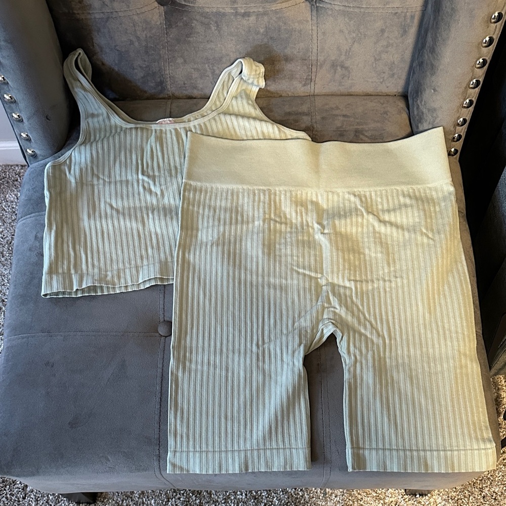 Xhilaration Mint Ribbed Bike Shorts Set